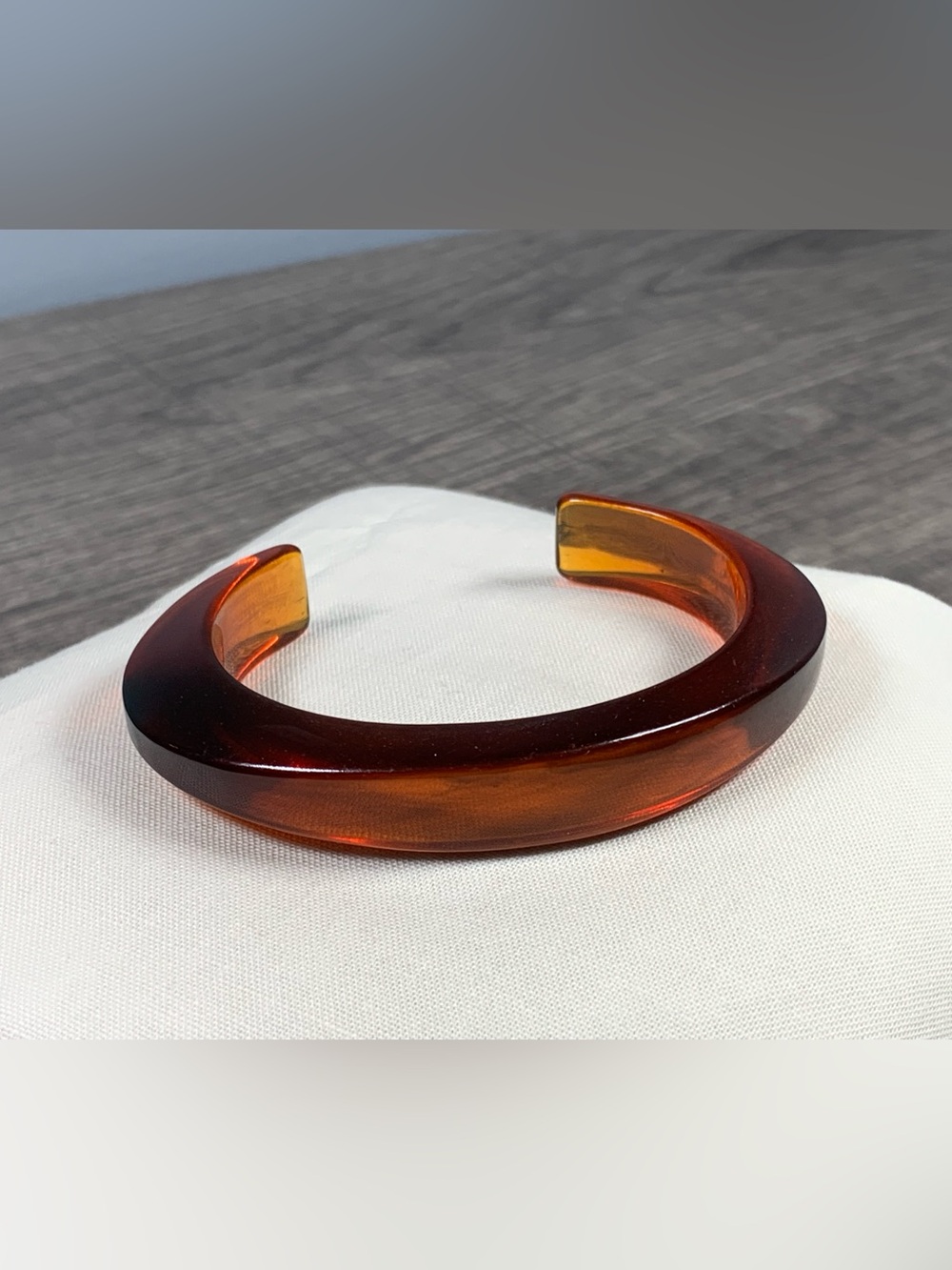 Vintage MCM Amber Lucite Cuff Bracelet Retro